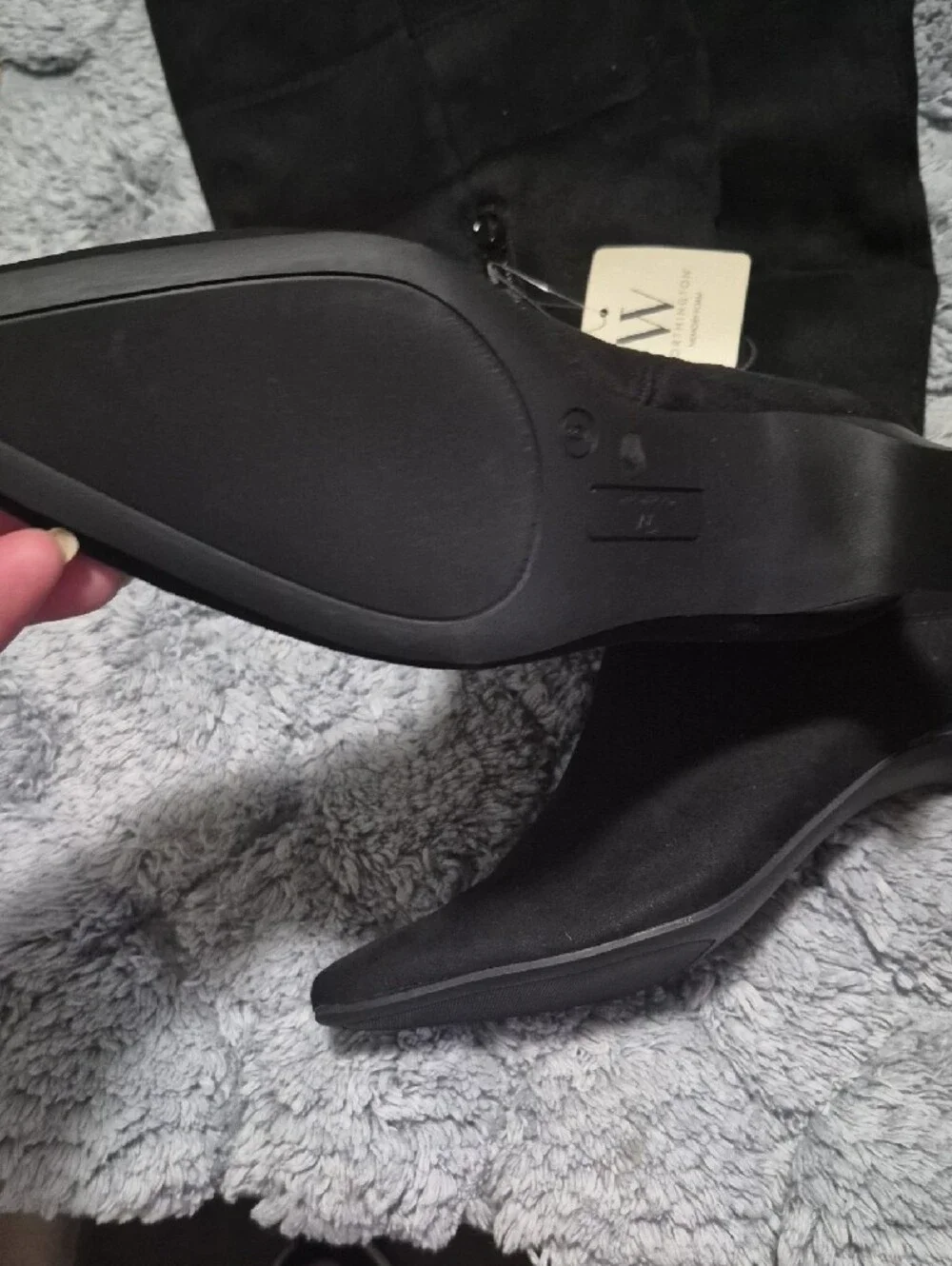 Worthington Black Over-the-Knee Faux Suede Boots with Kitten Heel